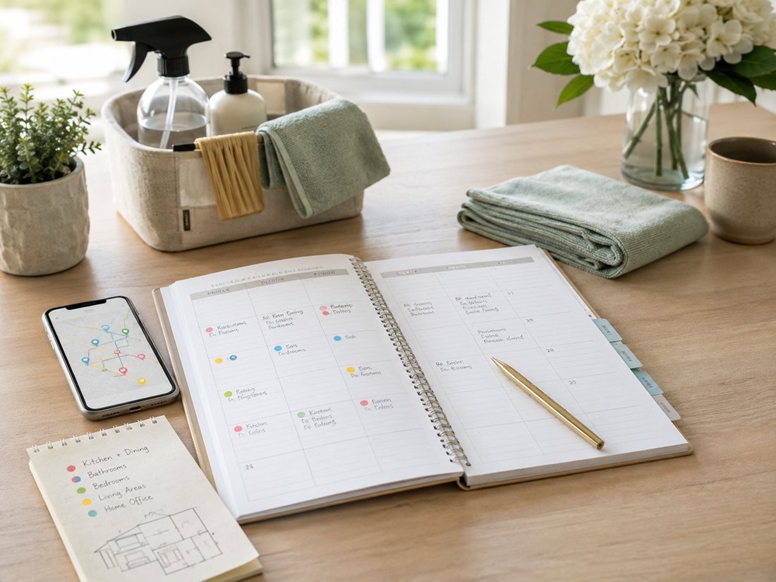 Cleaning schedule organized by zones